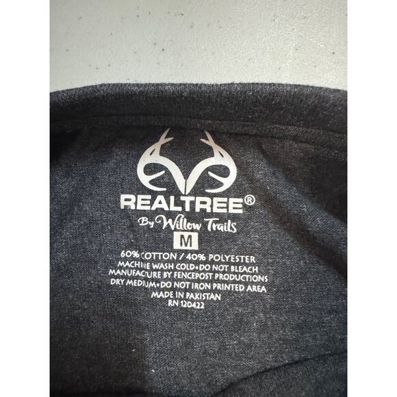 Realtree Long Sleeve Shirt M Charcoal Gray W/ Teal Camo Flag Design - Picture 3 of 11